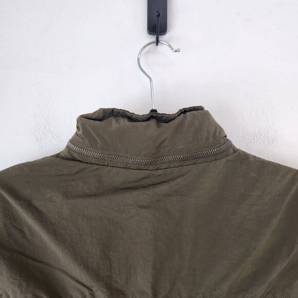 American Eagle Lightweight Bomber Jacket Hidden Hood Y2K Olive Green Women's L - Picture 4 of 8